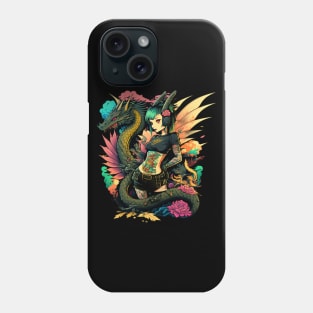 Retro Tattoo Cute Dragon Girl Phone Case