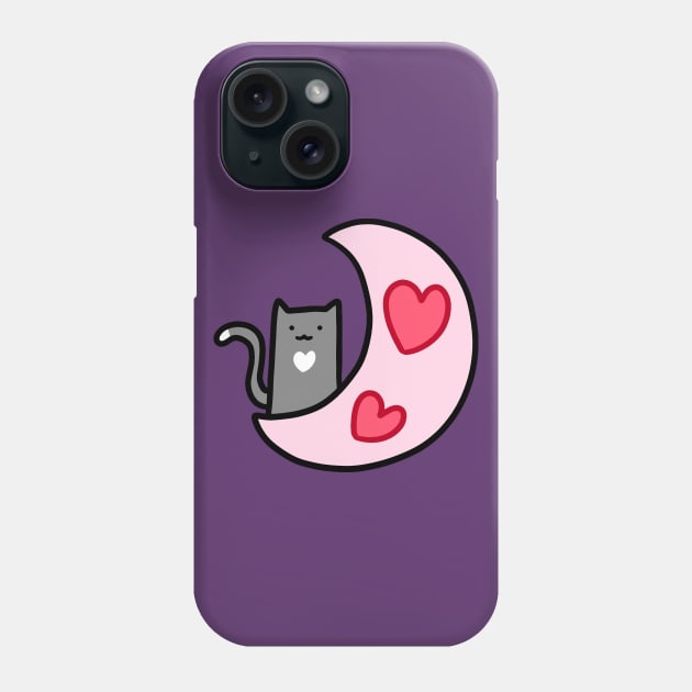 Heart Moon Blue Cat Phone Case by saradaboru