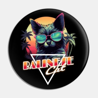 Retro Wave Balinese Cat Miami Shirt Pin