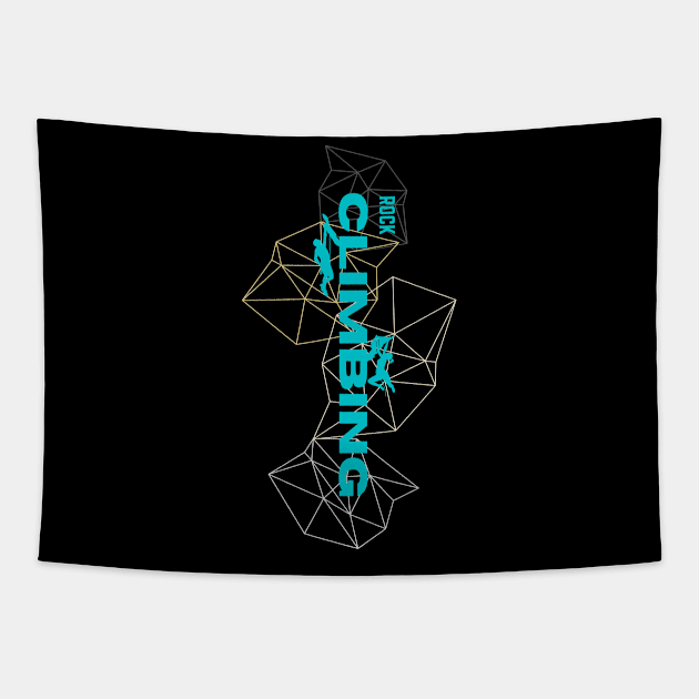 geometric rock climbing teal Tapestry by lmdesignco