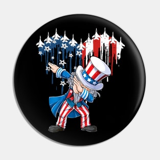 Fighter Jet American Flag Fourth Of July Dabbing Uncle Sam Patriotic Pin