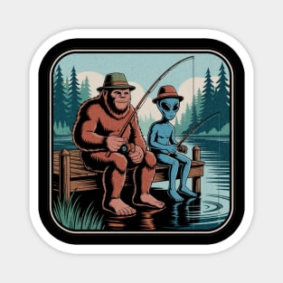Bigfoot Fishing Design for Men and Boys | Sasquatch Fishing | Funny Fishing for Men Magnet