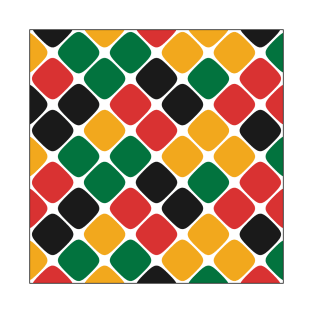 Diagonal Squircle Pattern (Rasta Colours) T-Shirt