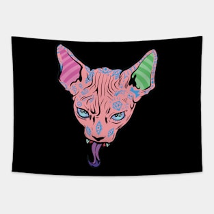 Dope chihuahua with awesome face tattoos illustration Tapestry