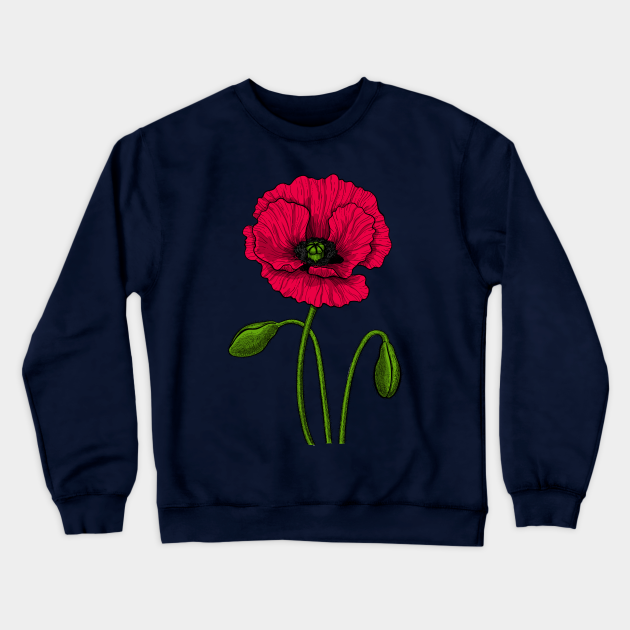 Red Poppy Drawing Poppy Crewneck Sweatshirt Teepublic