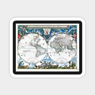 World map wall art 1690 dorm decor mappemonde Art Print Magnet