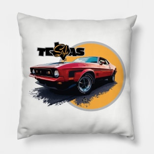 Texas Style Mustang Mach 1 Orange Pillow