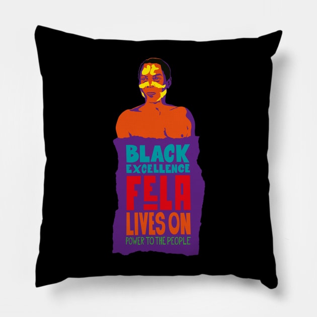 Fela Kuti Tribute Illustration: Black Excellence Lives On Pillow by Boogosh