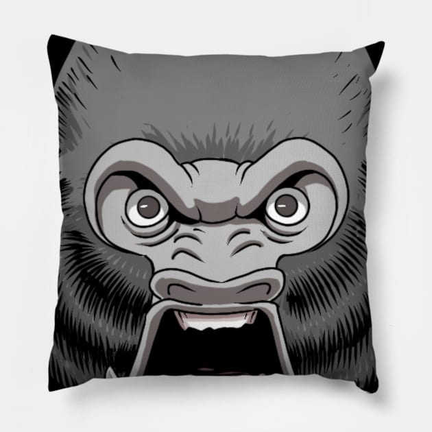 Angry gorilla Pillow by pnoid