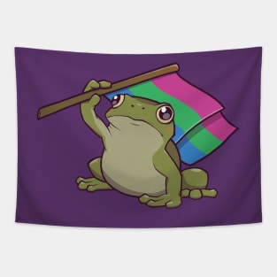 Polysexual Pride Flag-Holding Frog Tapestry