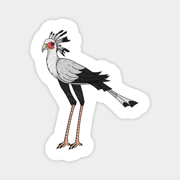 Secretary bird cartoon illustration Magnet by Miss Cartoon