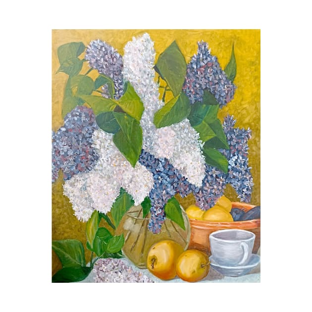 Still life with a bouquet of lilacs and fruits by TaliArtiYa