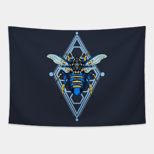 Blue Bee Ornament Tapestry