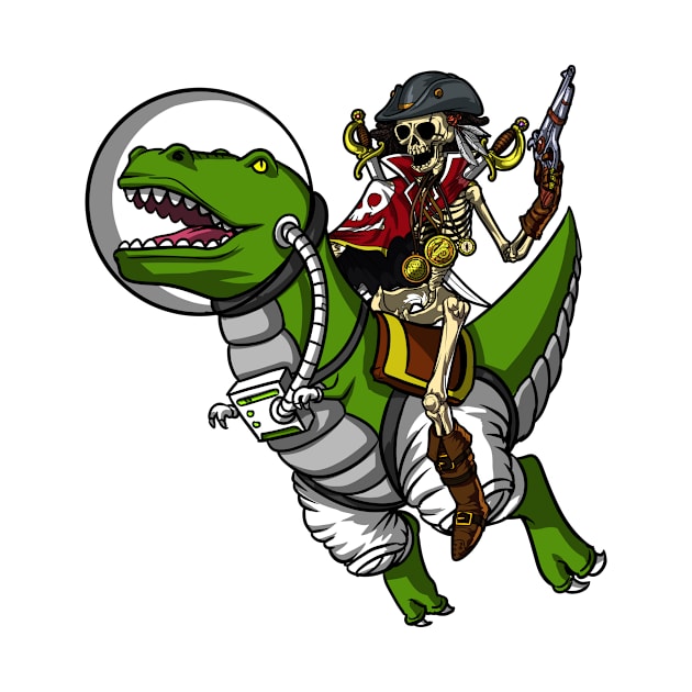 Skeleton Pirate Riding T-Rex Dinosaur by underheaven