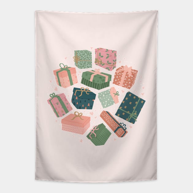 Christmas Gifts in Pink & Green Tapestry by TheOptimist