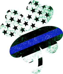 Shamrock shaped symbol with blue line flag for the police Magnet