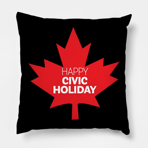 Happy Civic Holiday Maple leaf logo design Pillow by JDawnInk