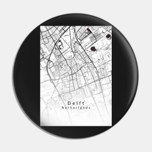 Delft Netherlands City Map white Pin