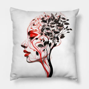 Floral Face: Nature's Elegance Pillow