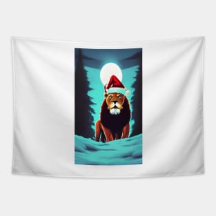 Santa Paws Is Coming To Town Santa lion Tapestry