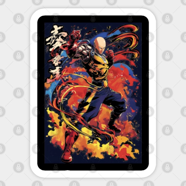 Saitama One-Punch Man Dynamic Anime Hero Art Print - Opm - Sticker ...