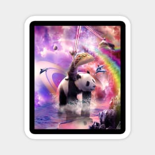 Rainbow Laser Space Cat On Panda Eating Taco Magnet