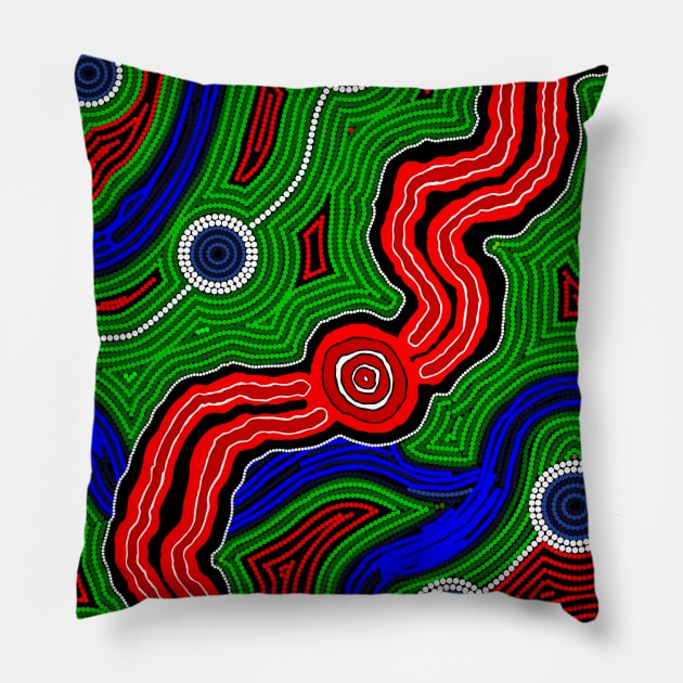 Aboriginal Art - Trans Railway Pillow by hogartharts