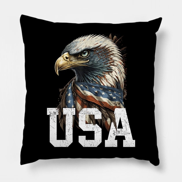 Patriotic Bald Eagle 4th Of July Men USA American Flag Pillow by urlowfur