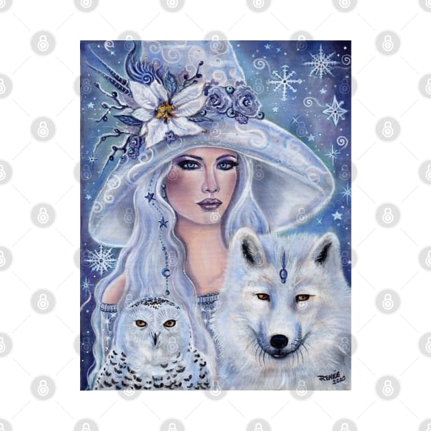 White witch with wolf and owl art by Renee Lavoie by ReneeLLavoie