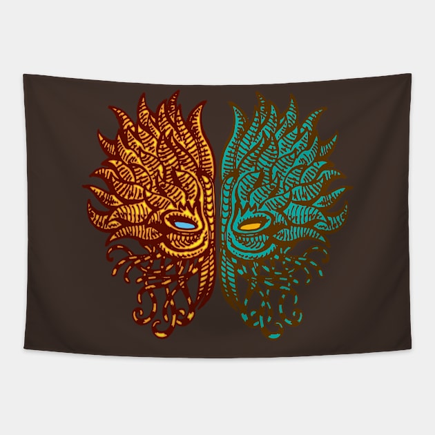 sea flower mask Tapestry by duxpavlic