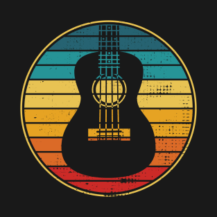 Retro Vintage Circle Sunset Ukulele T-Shirt