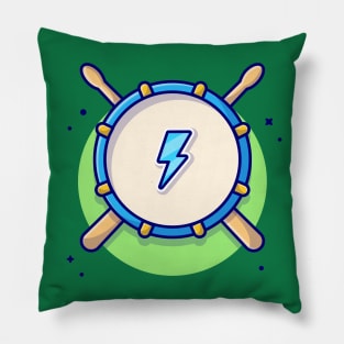 Drum Snare Icon with Drum Sticks Music Cartoon Vector Icon Illustration Pillow