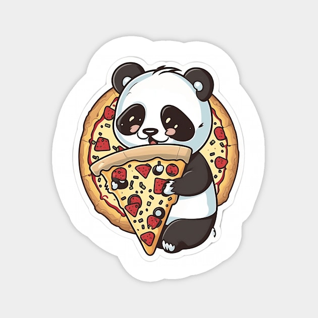 Cute Cartoon Panda Eating Pizza Funny Kawaii Magnet by kiddo200