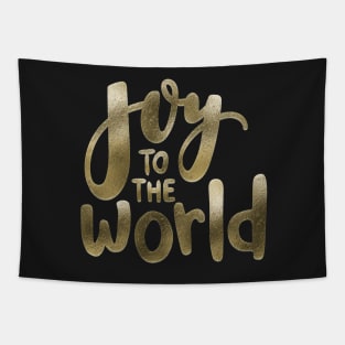 Joy to the World in Shimmering Gold Tapestry