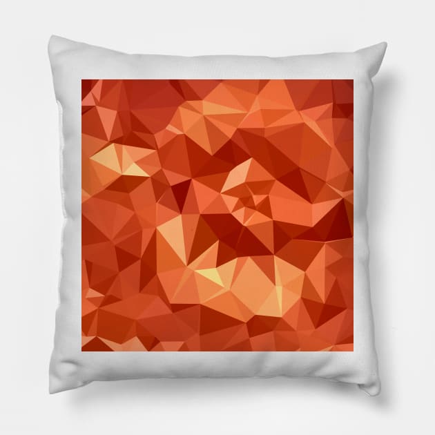 Atomic Tangerine Orange Abstract Low Polygon Background Pillow by retrovectors