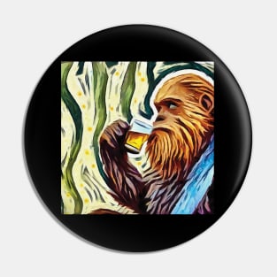 Bigfoot drink beer Van Gogh style Pin