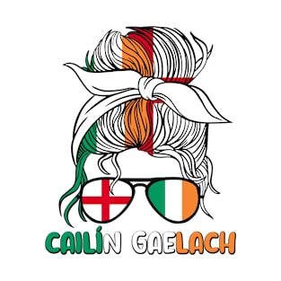 Cailín gaeilge Irish Girl Ireland England Flag Éireann Girls T-Shirt