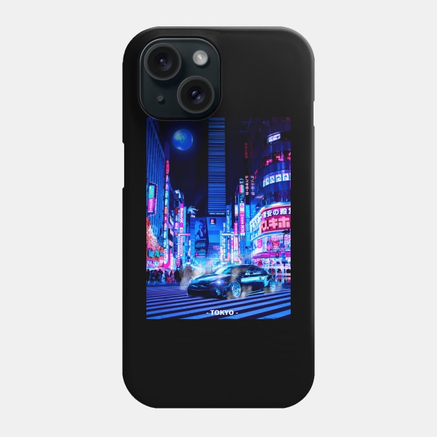 Car Neon Tokyo Synthwave Phone Case by JeffDesign