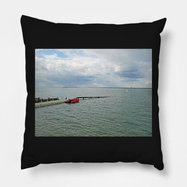 Boat at Colwell Bay Isle of Wight Pillow by fantastic-designs