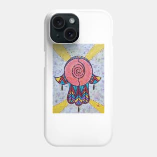 Medicine Wheel Hamsa by Harriette Knight Phone Case