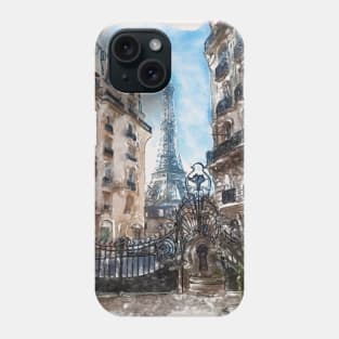 Eiffel Tower View from a House Courtyard Phone Case