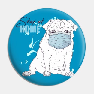 dog wearing mask - stay at home Pin