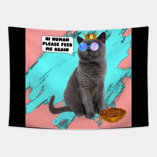 CAT HI HUMAN FEED ME Tapestry