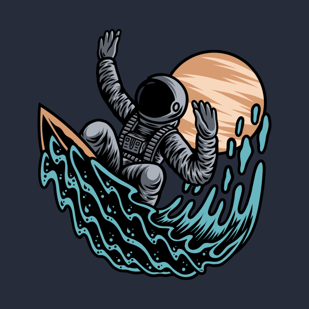 Surfing Astronaut Riding a Wave by SLAG_Creative