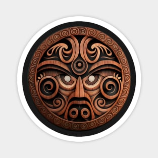 Maori Wood Carving Face Magnet