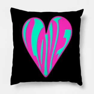 Hippie Style Love Heart, Pink and Turquoise Pillow