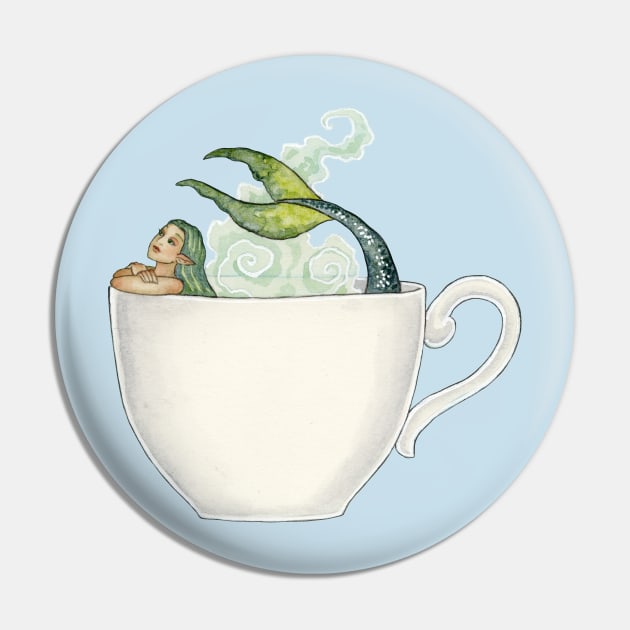 Teacup Mermaid Pin by AmyBrownArt