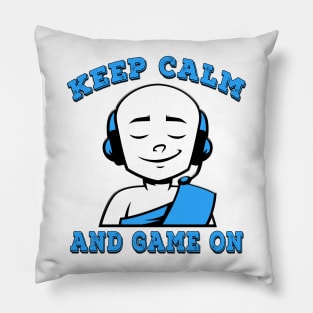 Keep Calm And Game On Blue Pillow