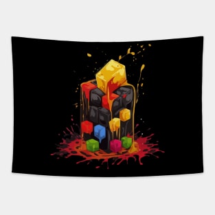 Rainbow Abstraction melted rubix cube Tapestry