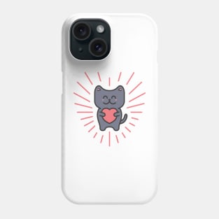 Cute Blue Love Cat Phone Case